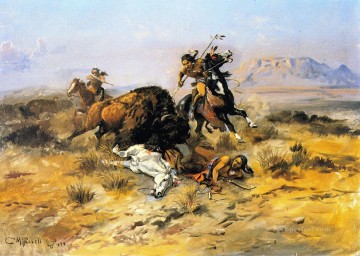 American Indians Painting - buffalo hunt 1898 Charles Marion Russell American Indians